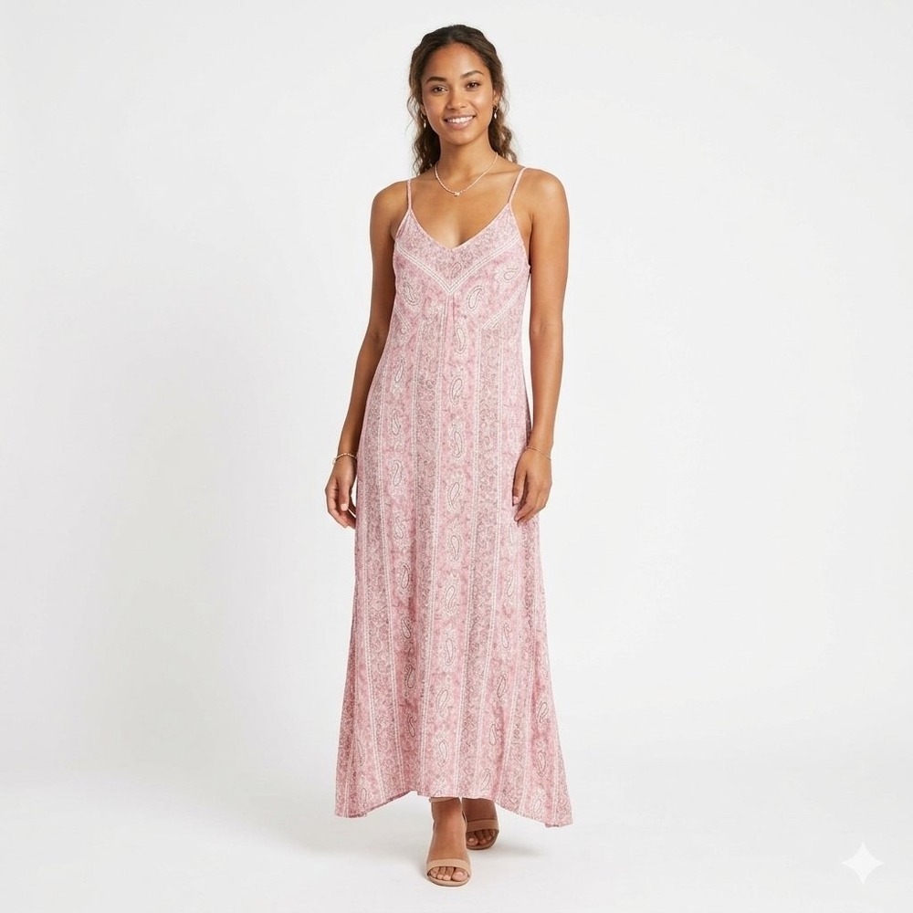 Knox Rose Pink Paisley Handkerchief Hem Boho Dress Whimsical Fairycore Cowgirl M